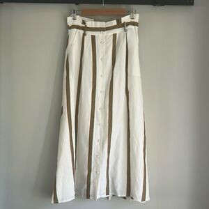 Striped Maxi Skirt - White and Brown